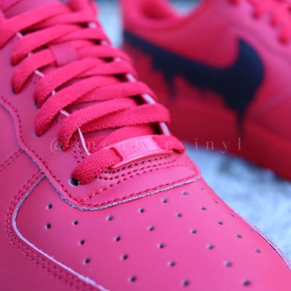 Nike Air Force 1 Low All RED Black Drip Custom - Picture 9 of 12